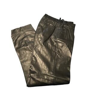 GUC Rage Vintage Men's Black Leather Pants Pleats Pockets Size 29x33